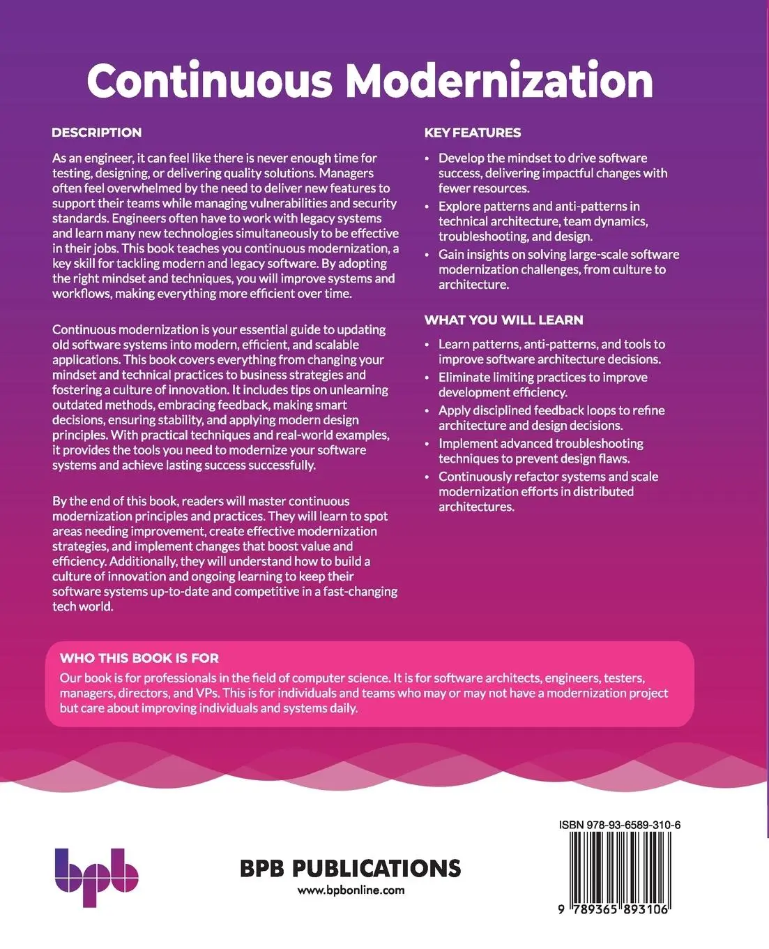 Rückseite: 9789365893106 | Continuous Modernization | Diego Pacheco (u. a.) | Taschenbuch | 2024
