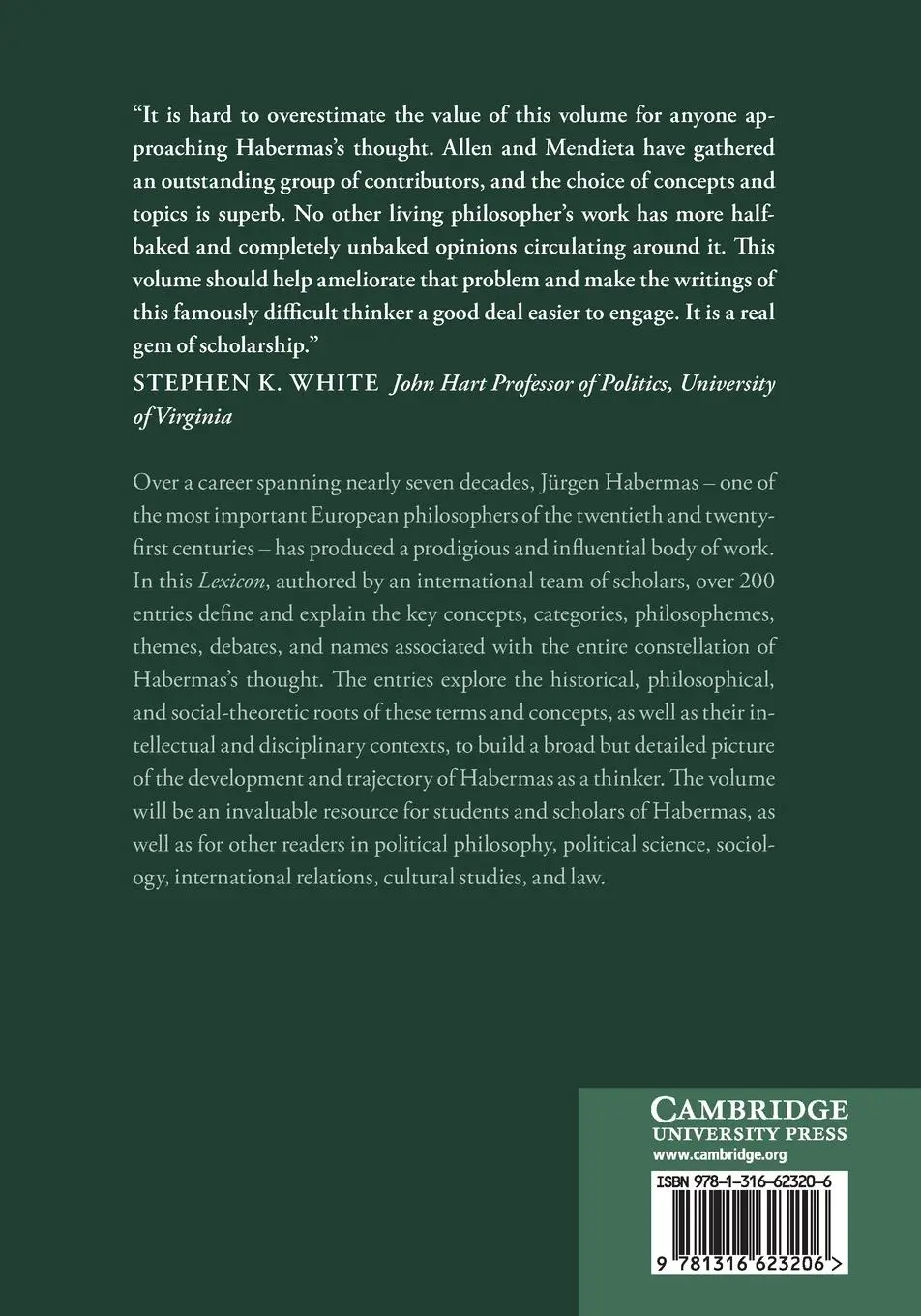 Rückseite: 9781316623206 | The Cambridge Habermas Lexicon | Amy Allen (u. a.) | Taschenbuch