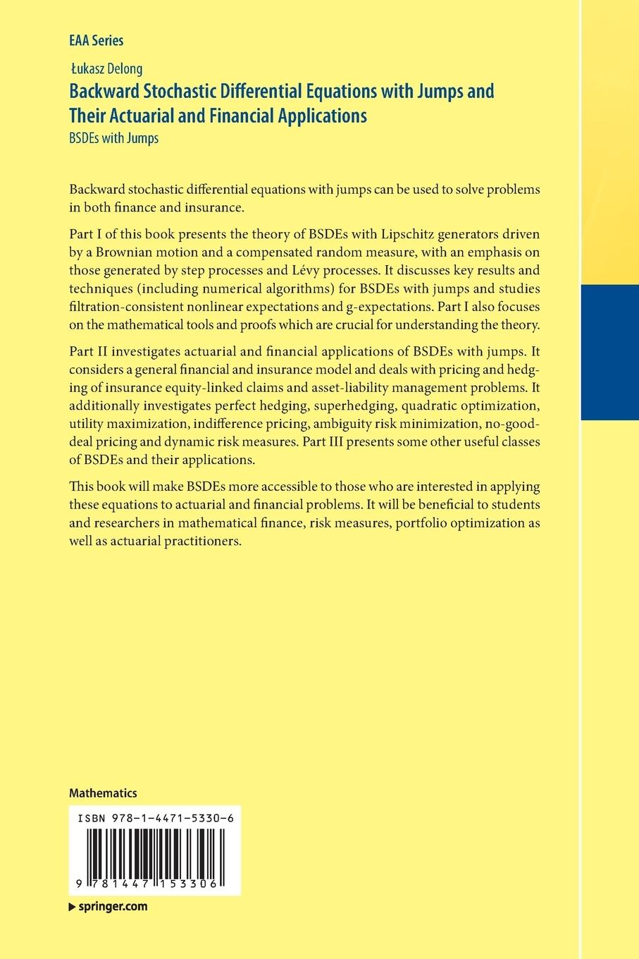 Rückseite: 9781447153306 | Backward Stochastic Differential Equations with Jumps and Their...