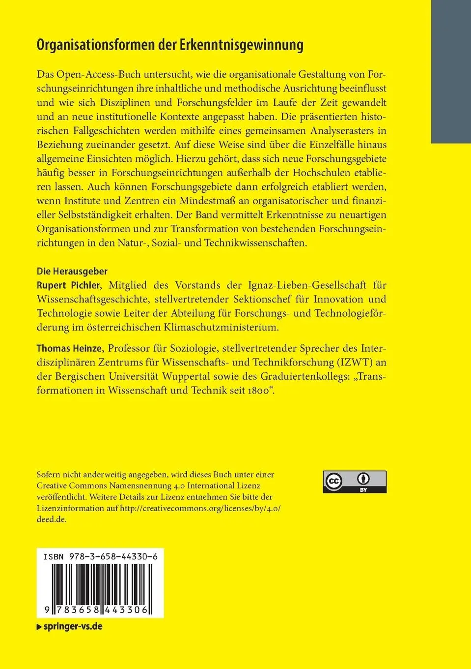 Rückseite: 9783658443306 | Organisationsformen der Erkenntnisgewinnung | Thomas Heinze (u. a.)