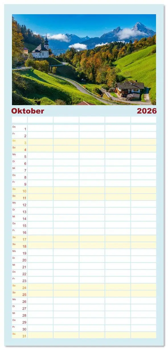 Bild: 9783516623406 | Familienplaner 2026 - Bayerisches Alpenparadies mit 5 Spalten...