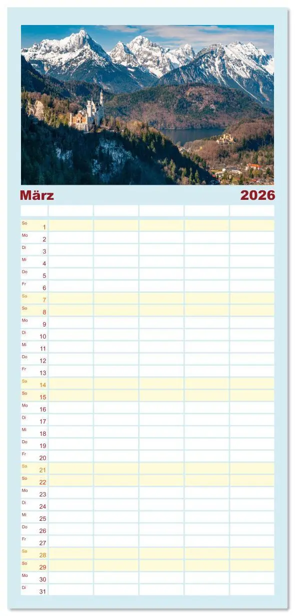 Bild: 9783516623406 | Familienplaner 2026 - Bayerisches Alpenparadies mit 5 Spalten...
