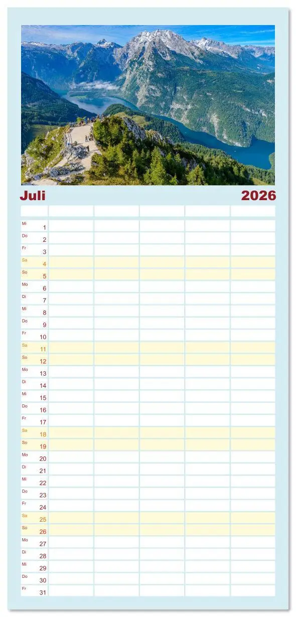 Bild: 9783516623406 | Familienplaner 2026 - Bayerisches Alpenparadies mit 5 Spalten...