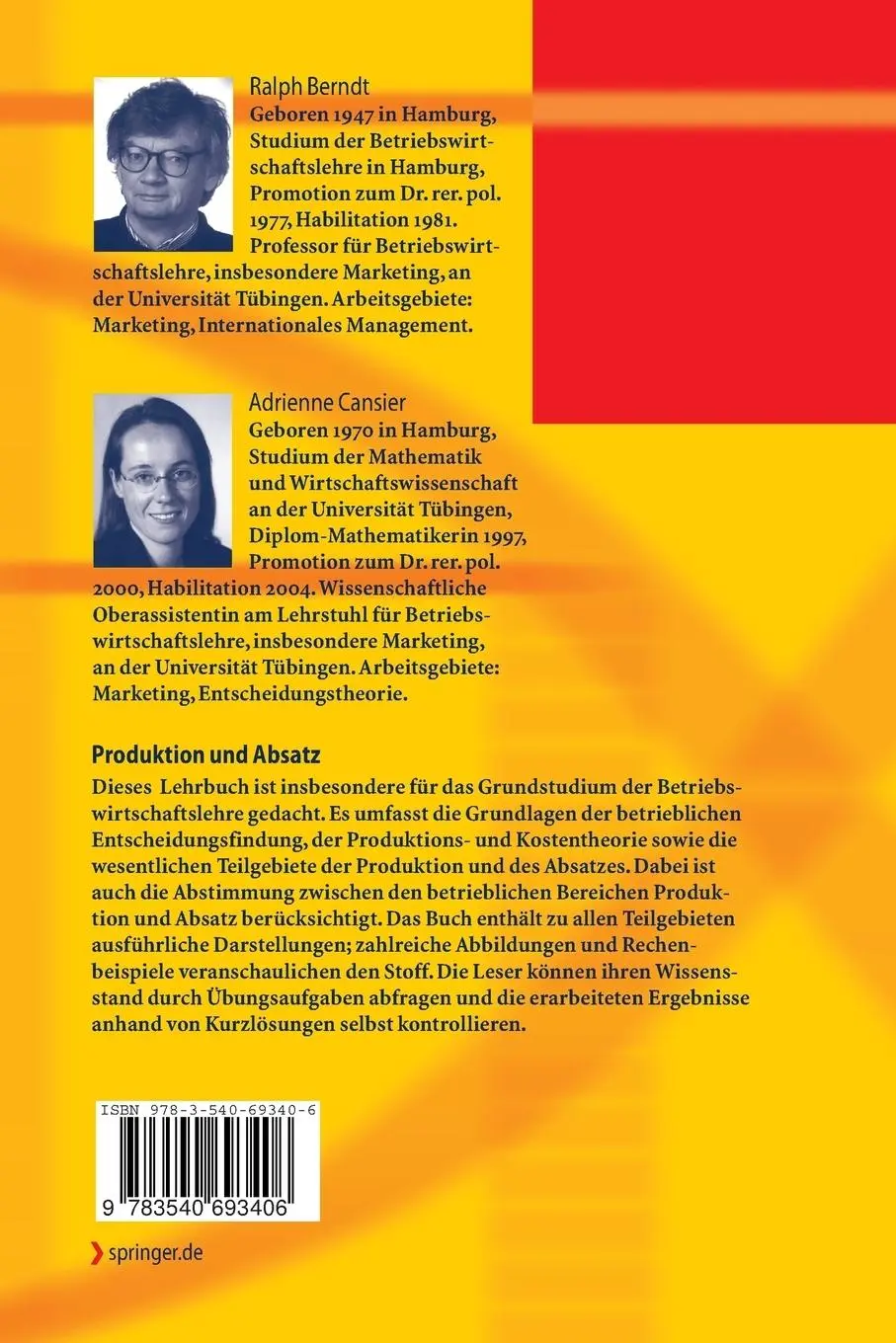 Rückseite: 9783540693406 | Produktion und Absatz | Adrienne Cansier (u. a.) | Taschenbuch | x