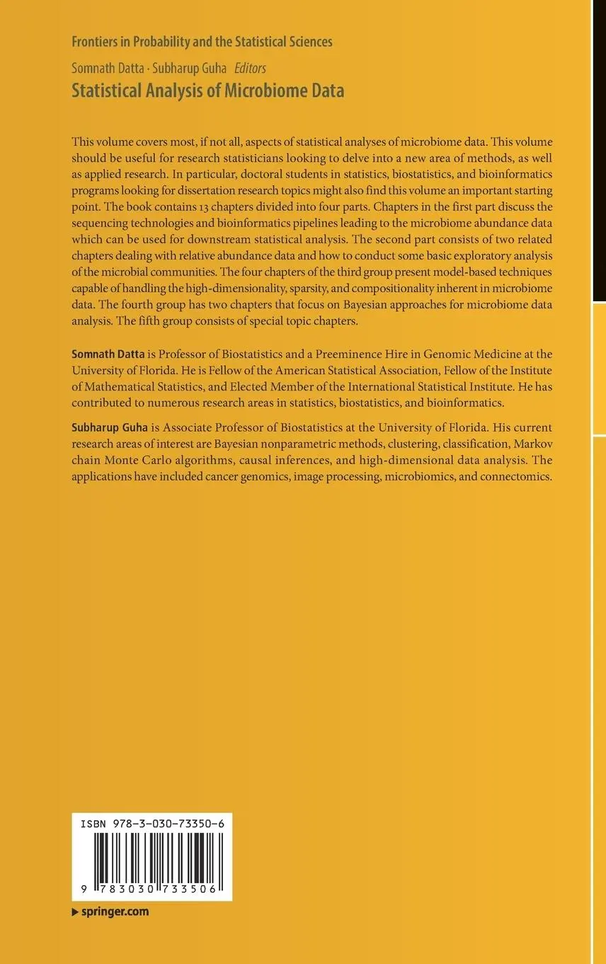 Rückseite: 9783030733506 | Statistical Analysis of Microbiome Data | Subharup Guha (u. a.) | Buch