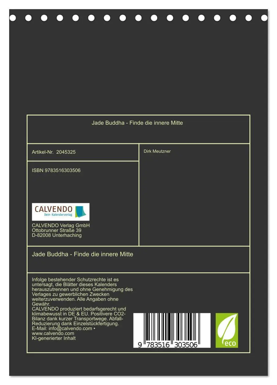 Bild: 9783516303506 | Jade Buddha - Finde die innere Mitte (Tischkalender 2026 DIN A5...