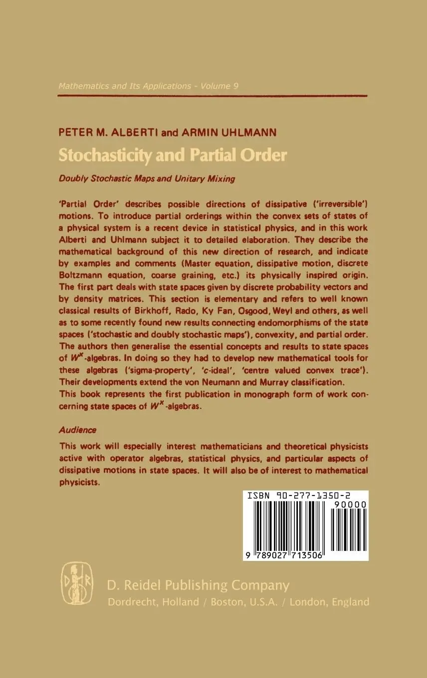 Rückseite: 9789027713506 | Stochasticity and Partial Order | A. Uhlmann (u. a.) | Buch | iv