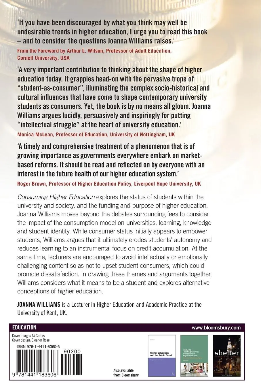 Rückseite: 9781441183606 | Consuming Higher Education | Why Learning Can't be Bought | Williams