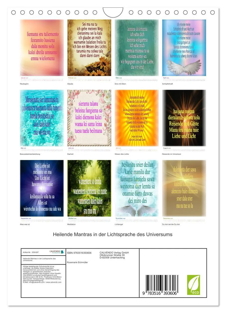 Bild: 9783516393606 | Heilende Mantras in der Lichtsprache des Universums (Wandkalender...