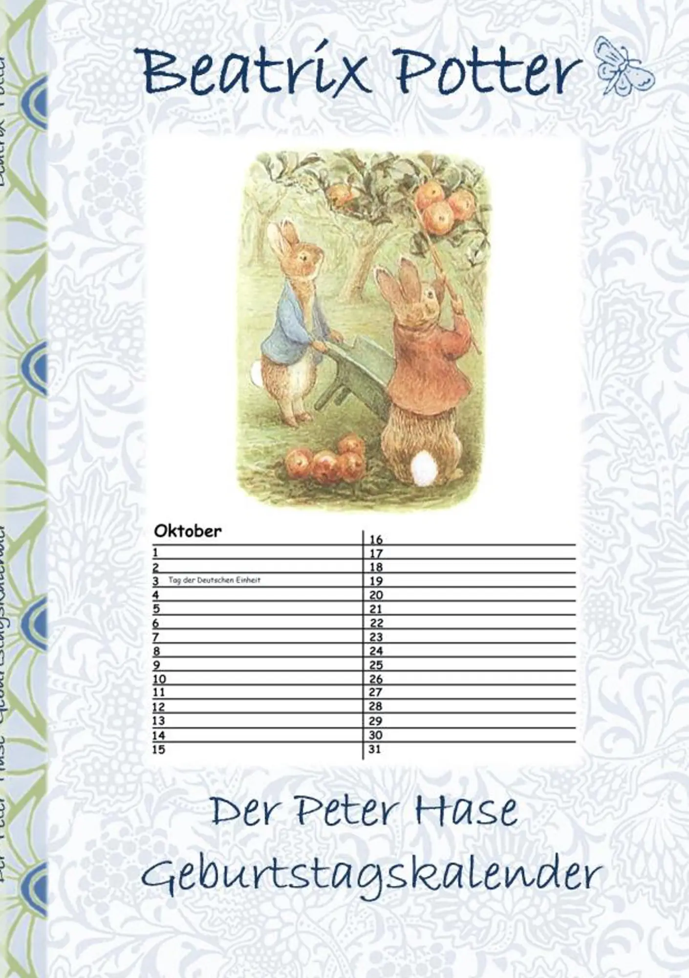 Cover: 9783752843606 | Der Peter Hase Geburtstagskalender | Beatrix Potter (u. a.) | Buch