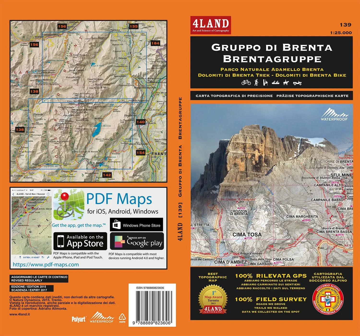 Cover: 9788889823606 | Gruppo di Brenta - Brentagruppe 1 : 25 000 | (Land-)Karte | 4Land