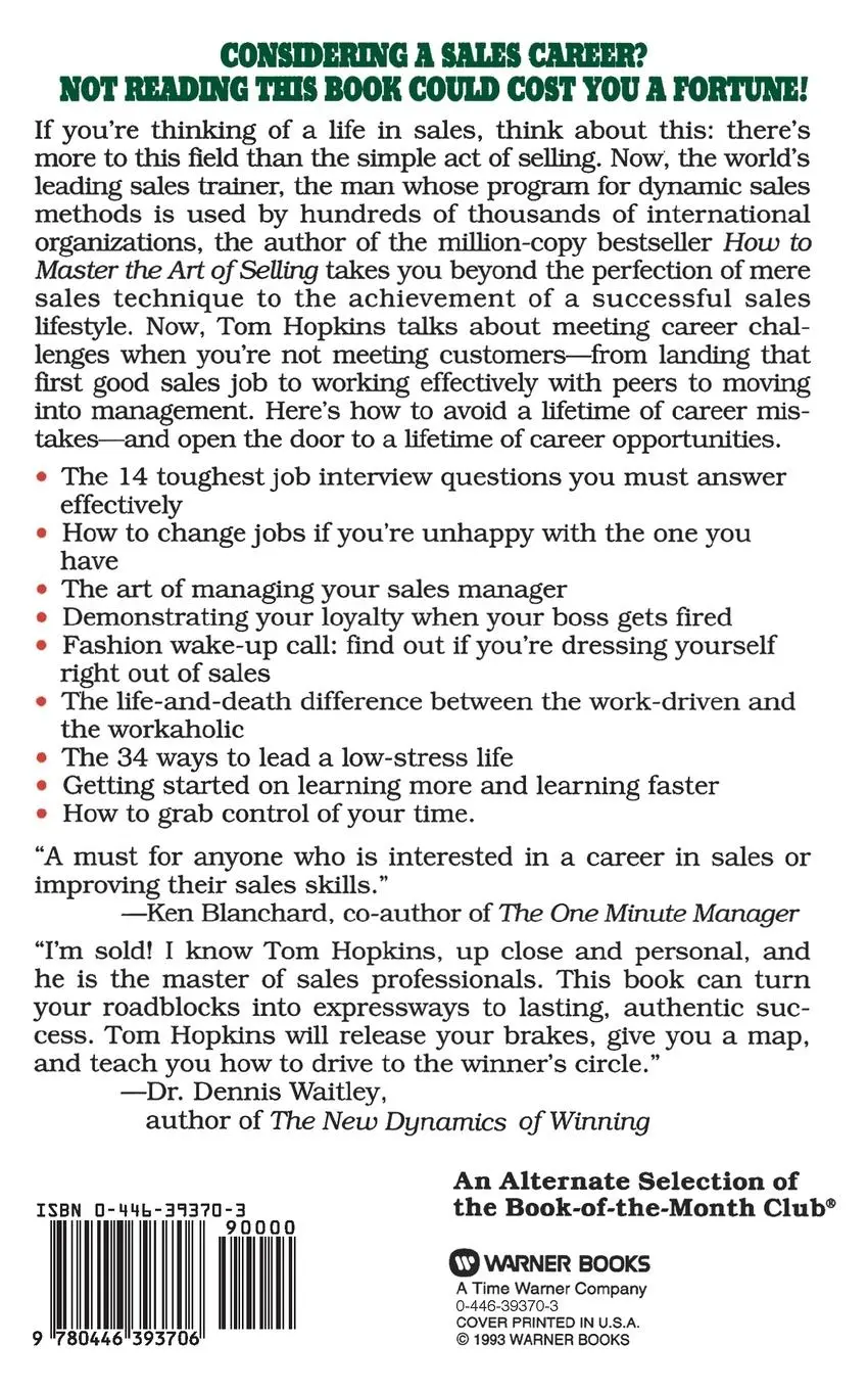 Rückseite: 9780446393706 | Tom Hopkins Guide to Greatness in Sales | Tom Hopkins | Taschenbuch