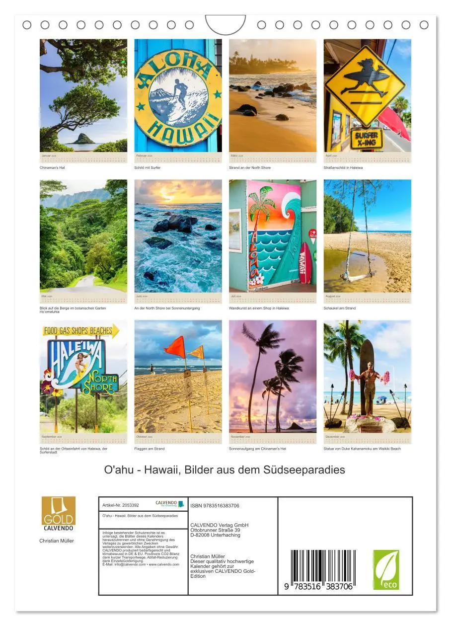 Bild: 9783516383706 | O'ahu - Hawaii, Bilder aus dem Südseeparadies (Wandkalender 2026...