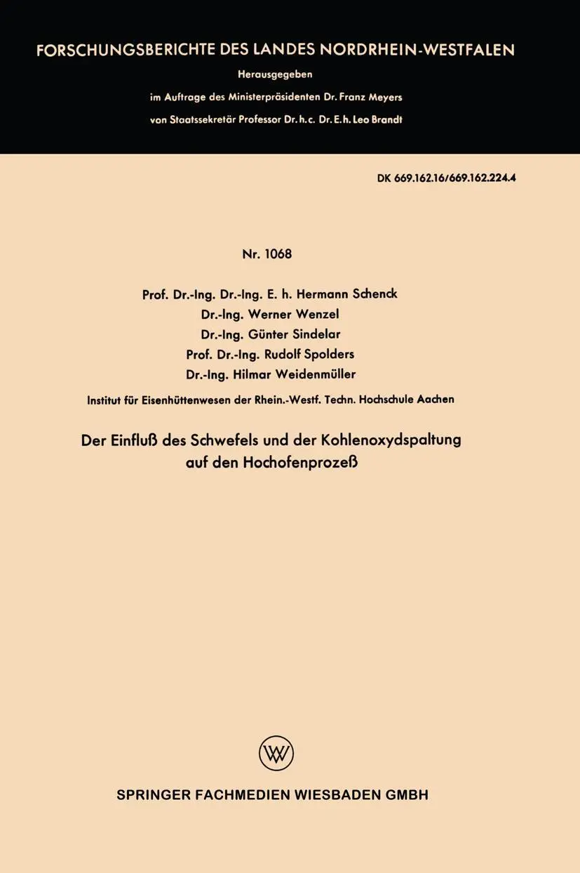 Cover: 9783663033806 | Der Einfluß des Schwefels und der Kohlenoxydspaltung auf den...