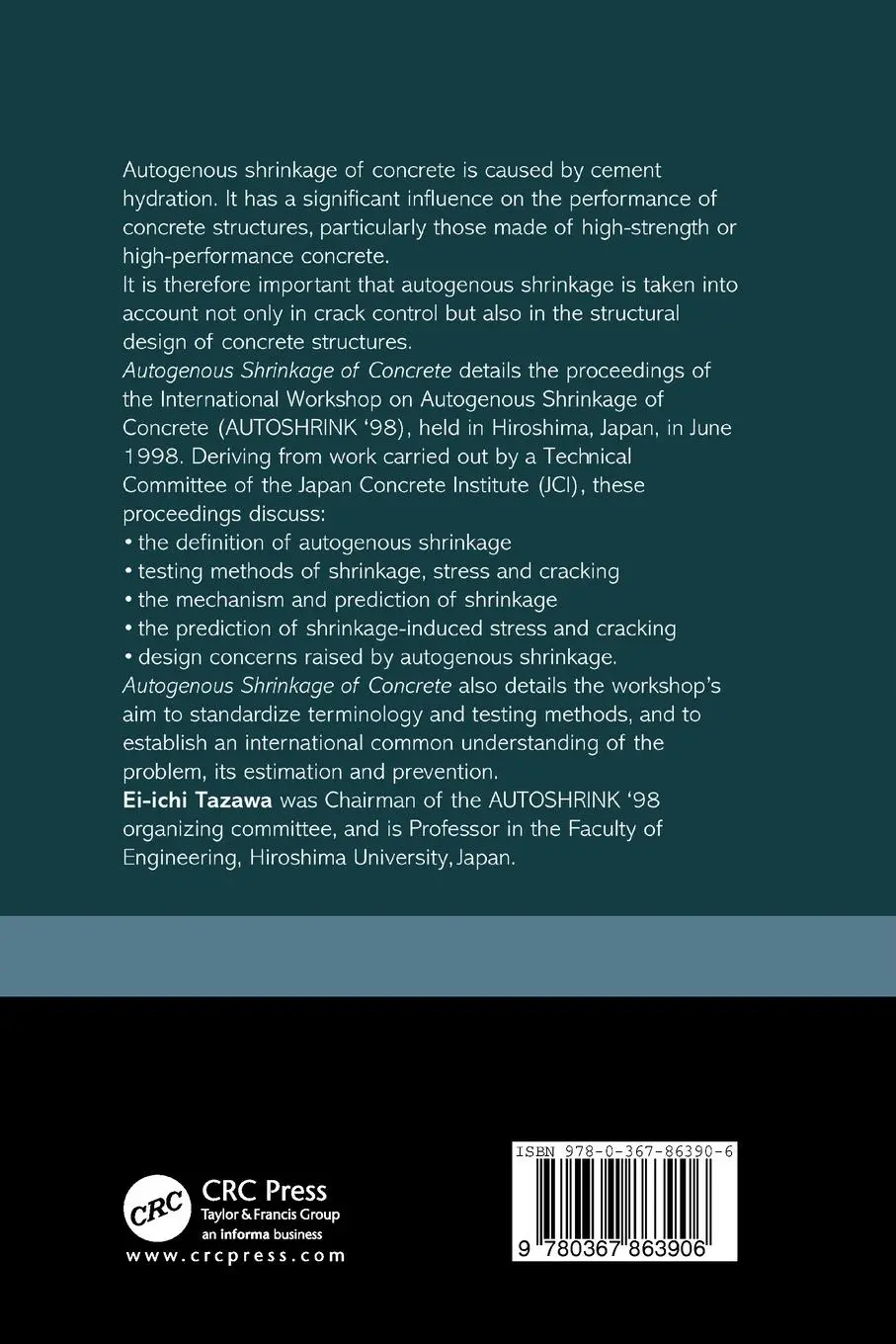 Rückseite: 9780367863906 | Autogenous Shrinkage of Concrete | Ei-Ichi Tazawa | Taschenbuch | 2019