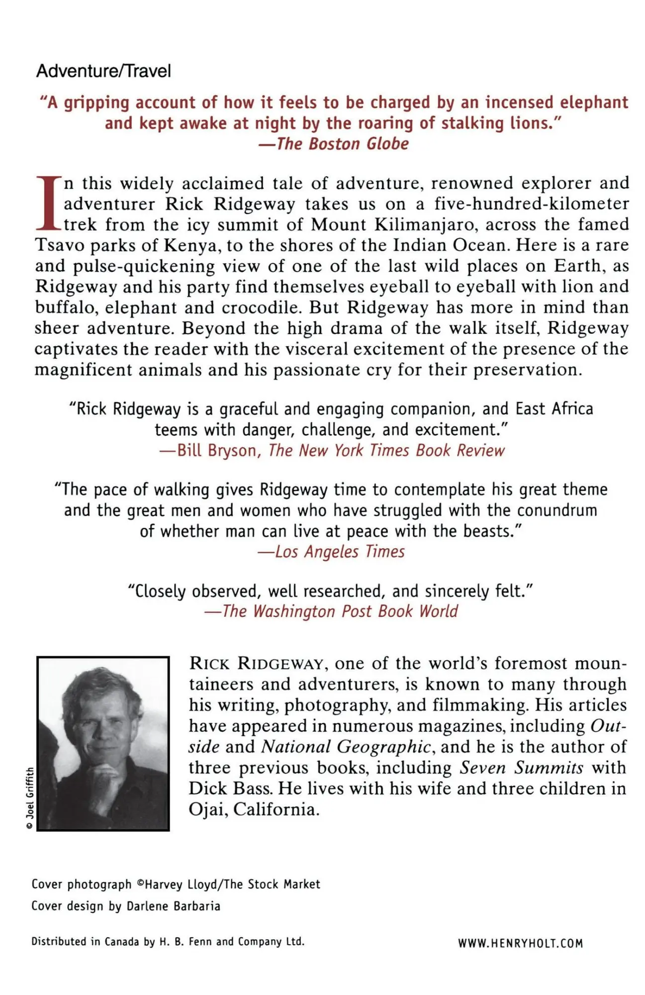 Rückseite: 9780805053906 | The Shadow of Kilimanjaro | On Foot Across East Africa | Rick Ridgeway