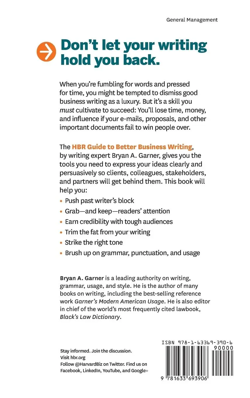 Rückseite: 9781633693906 | HBR Guide to Better Business Writing (HBR Guide Series) | Garner