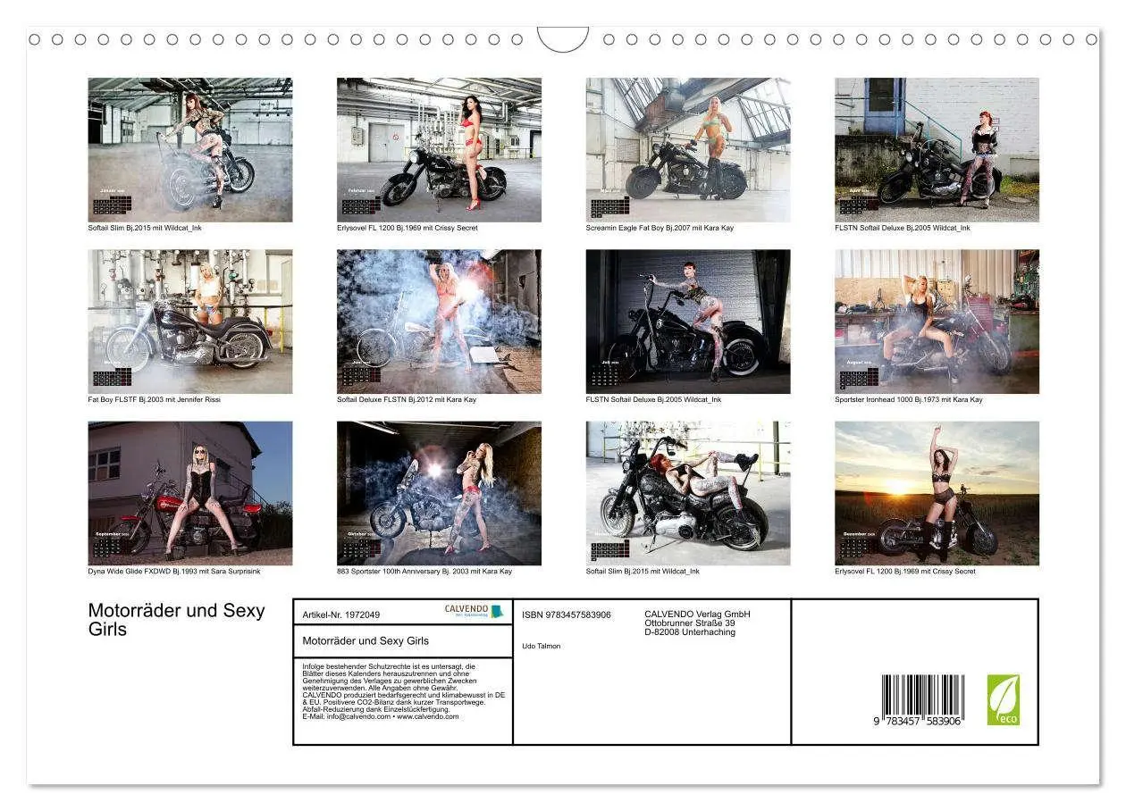 Bild: 9783457583906 | Motorräder und Sexy Girls (Wandkalender 2026 DIN A3 quer), CALVENDO...