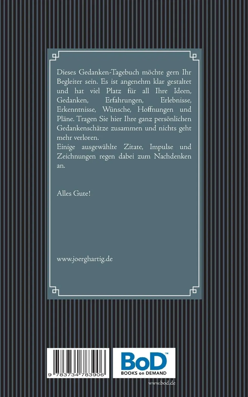 Rückseite: 9783734783906 | Meine Gedanken | Gedankentagebuch (Band 1) | Jörg Hartig | Taschenbuch