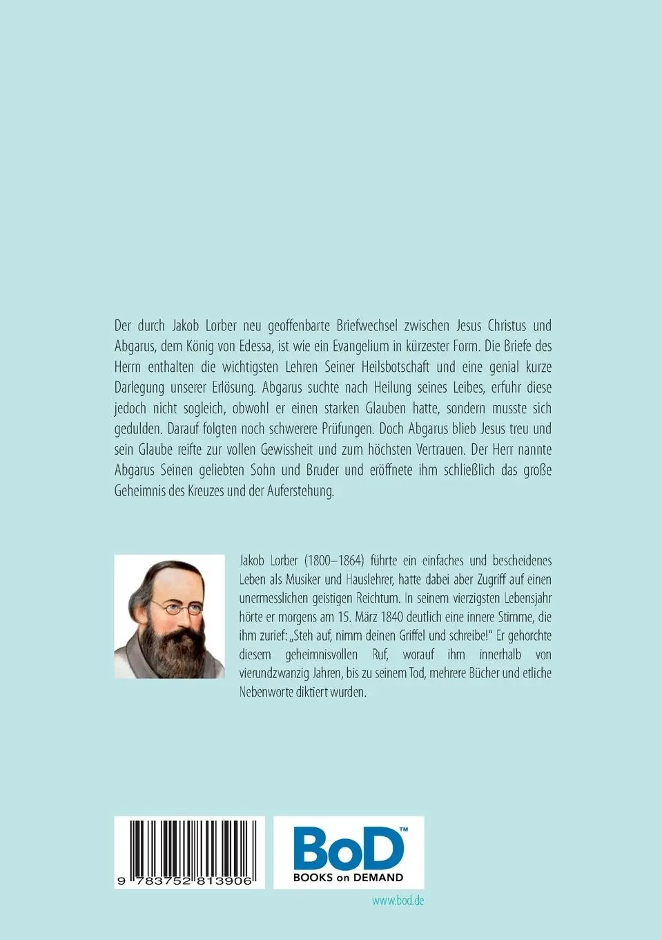 Rückseite: 9783752813906 | Briefwechsel zwischen Jesus Christus und Abgarus | Jakob Lorber | Buch