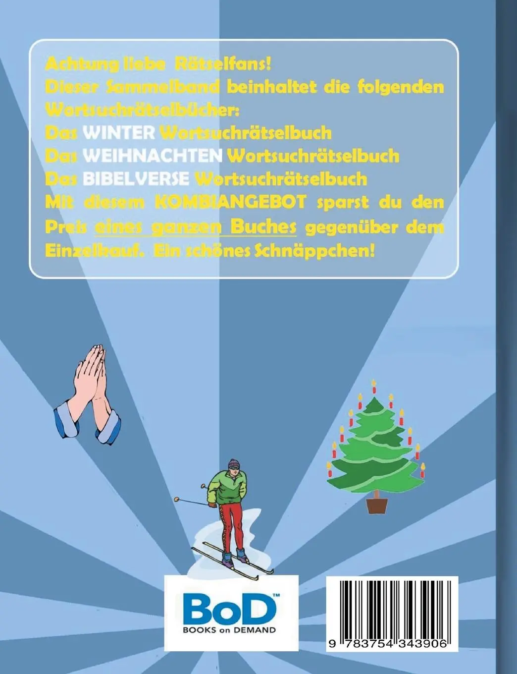 Rückseite: 9783754343906 | WORTSUCHRÄTSEL 3 in 1 SAMMELBAND WINTER, WEIHNACHTEN und BIBELVERSE