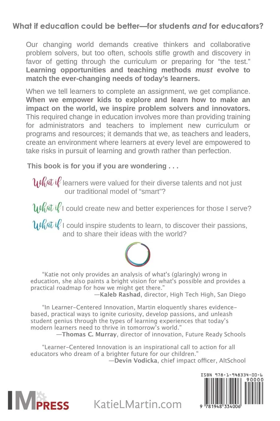 Rückseite: 9781948334006 | Learner-Centered Innovation | Katie Martin | Taschenbuch | Englisch