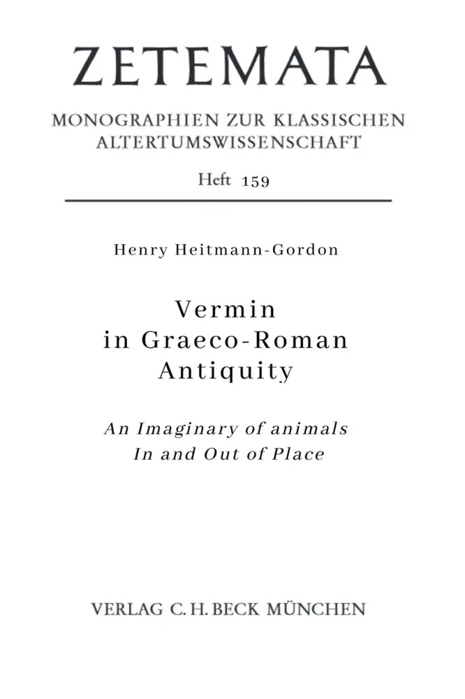 Cover: 9783406814006 | Vermin in Graeco-Roman Antiquity | Henry Heitmann-Gordon | Taschenbuch