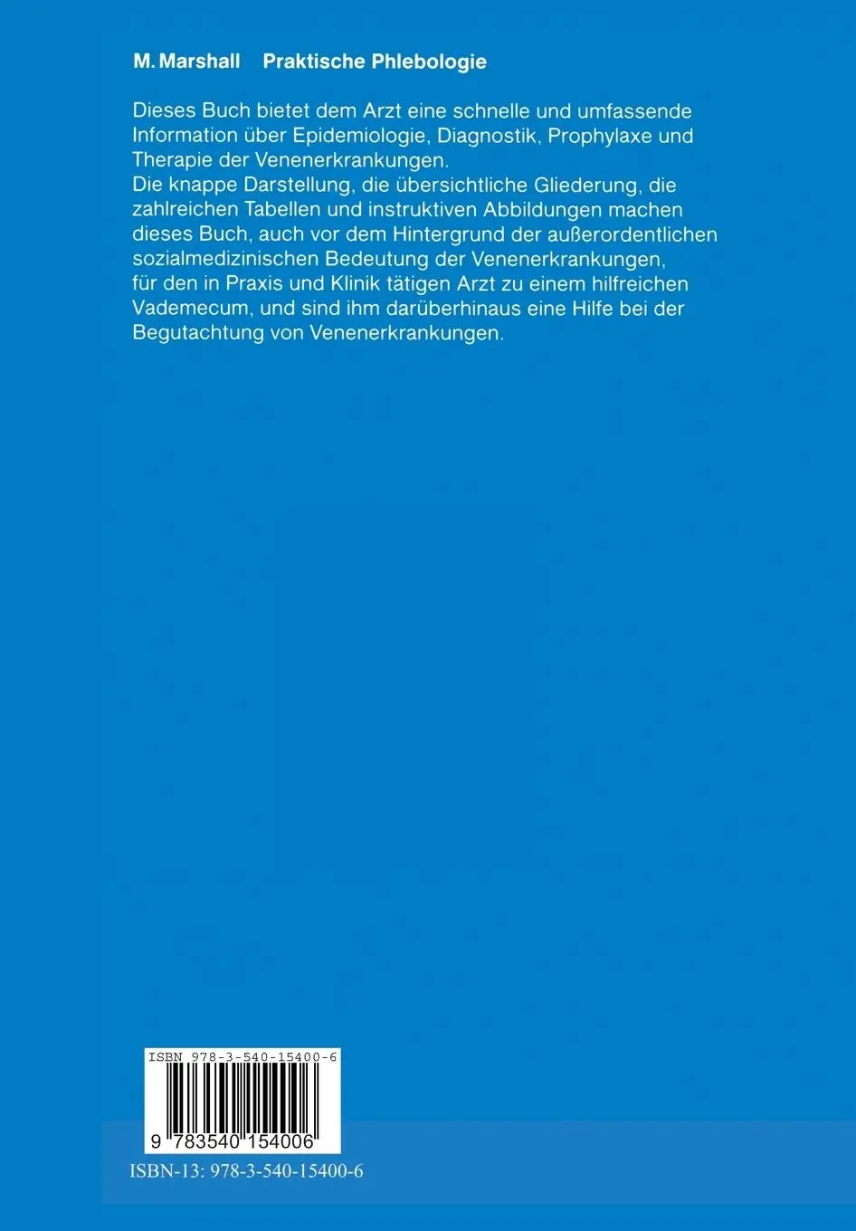 Rückseite: 9783540154006 | Praktische Phlebologie | Markward Marshall | Taschenbuch | xviii