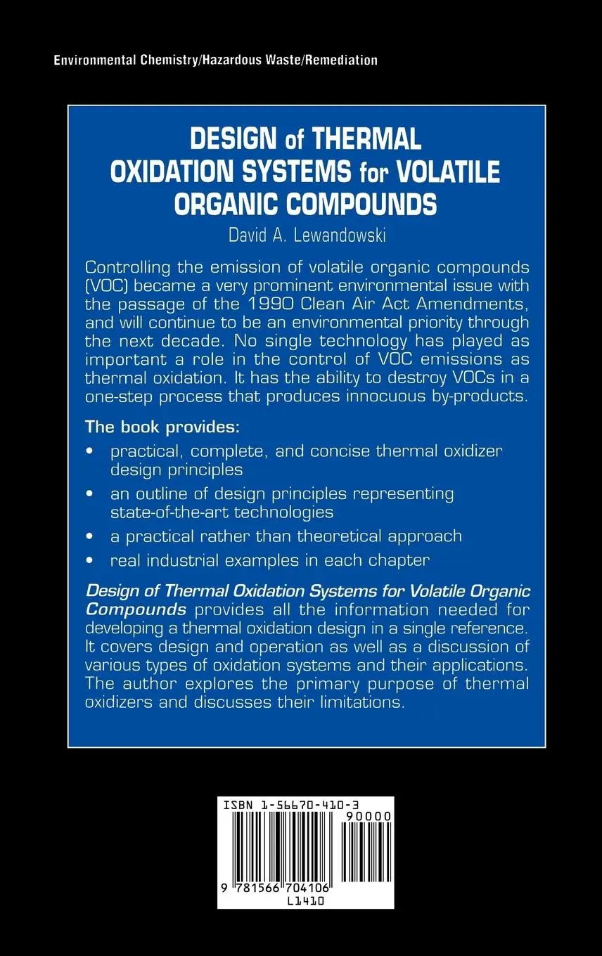 Rückseite: 9781566704106 | Design of Thermal Oxidation Systems for Volatile Organic Compounds