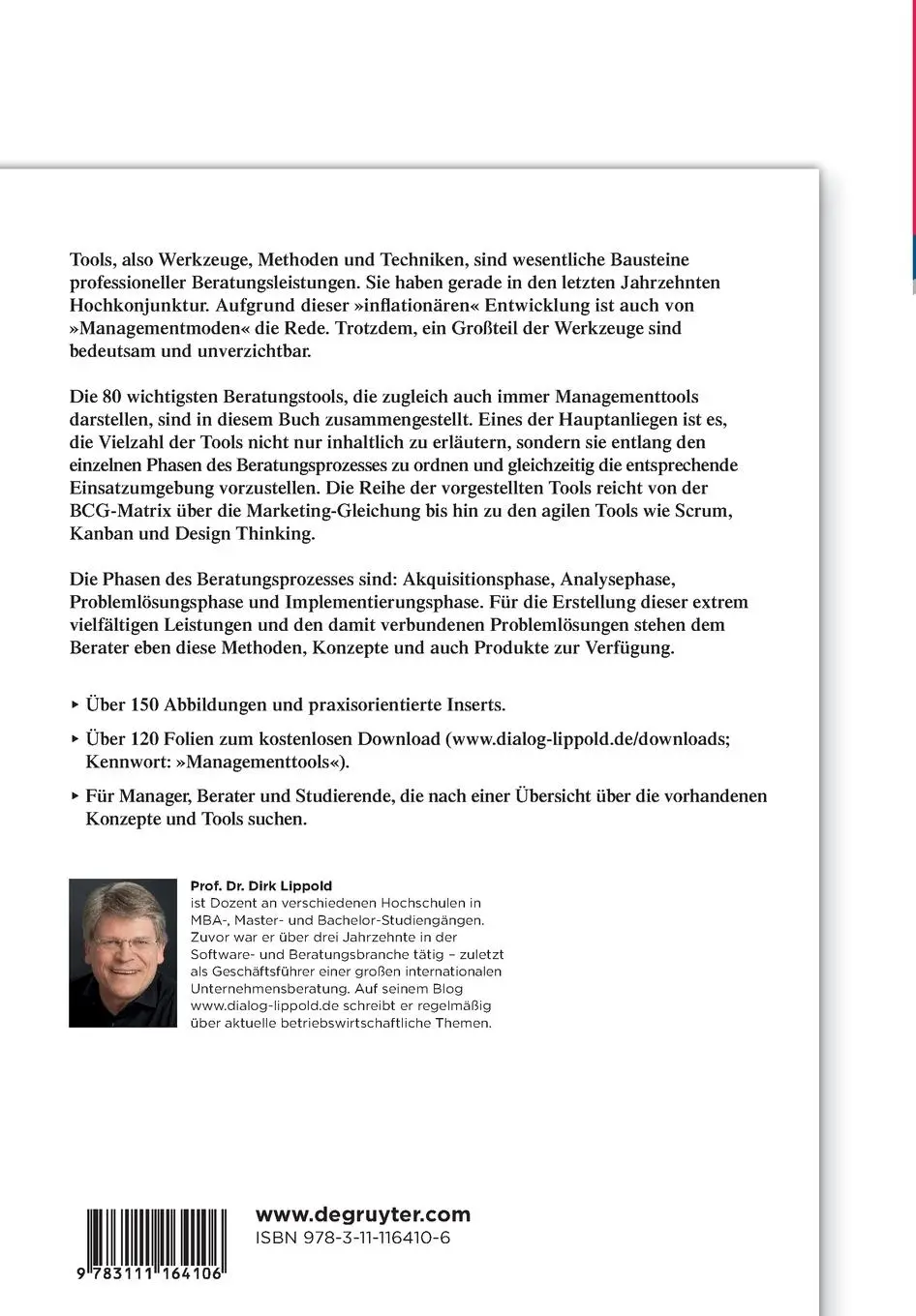 Rückseite: 9783111164106 | Die 80 wichtigsten Management- und Beratungstools | Dirk Lippold | XIV