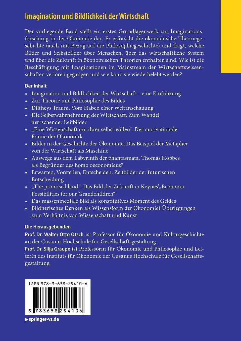 Rückseite: 9783658294106 | Imagination und Bildlichkeit der Wirtschaft | Silja Graupe (u. a.) | x