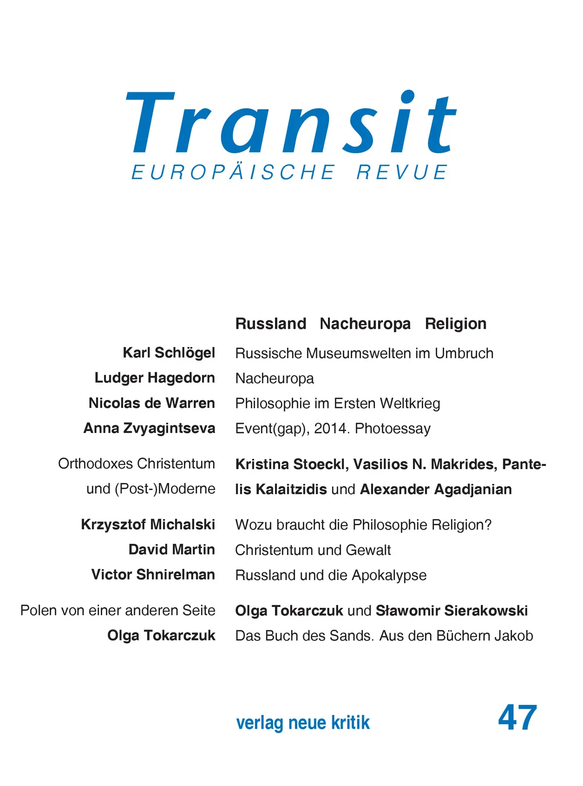 Cover: 9783801504106 | Transit 47 | Russland Nacheuropa Religion | Krzysztof Michalski