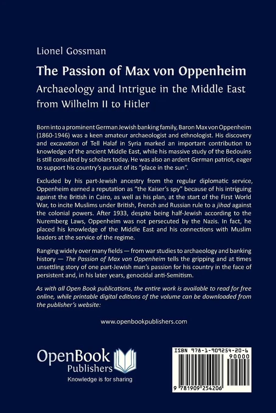 Rückseite: 9781909254206 | The Passion of Max von Oppenheim | Lionel Gossman | Taschenbuch | 2013