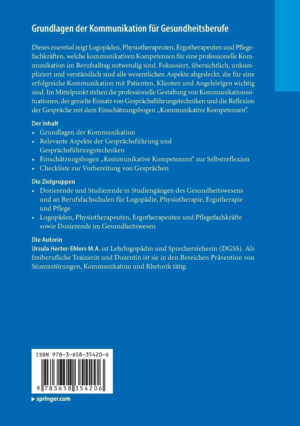 Rückseite: 9783658354206 | Grundlagen der Kommunikation für Gesundheitsberufe | Herter-Ehlers
