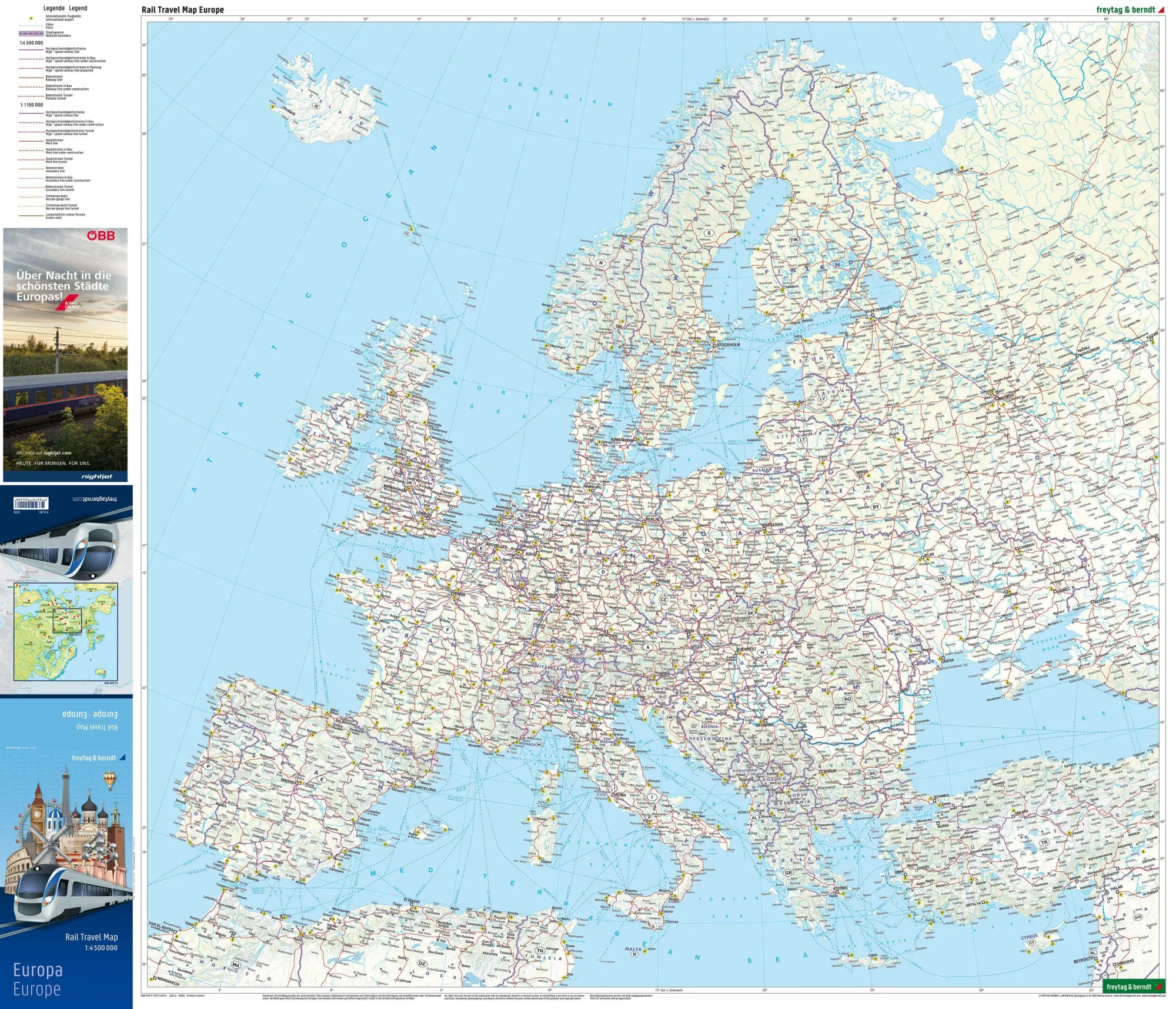 Bild: 9783707924206 | freytag &amp; berndt Rail Travel Map Europa 1:4,5 Mio. | Freytag &amp; Berndt