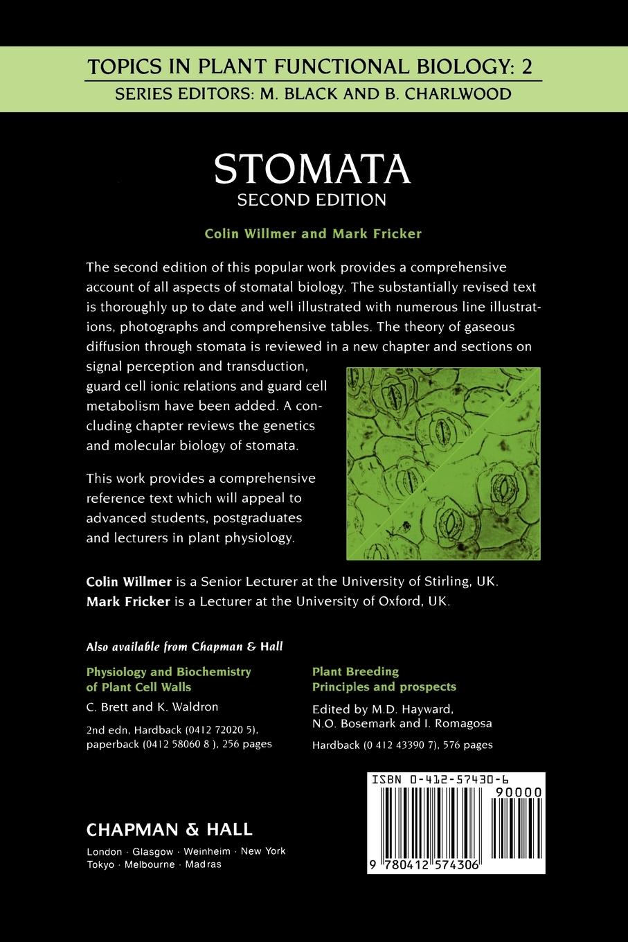 Rückseite: 9780412574306 | Stomata | C. Willmer (u. a.) | Taschenbuch | 400 S. | Englisch | 1995