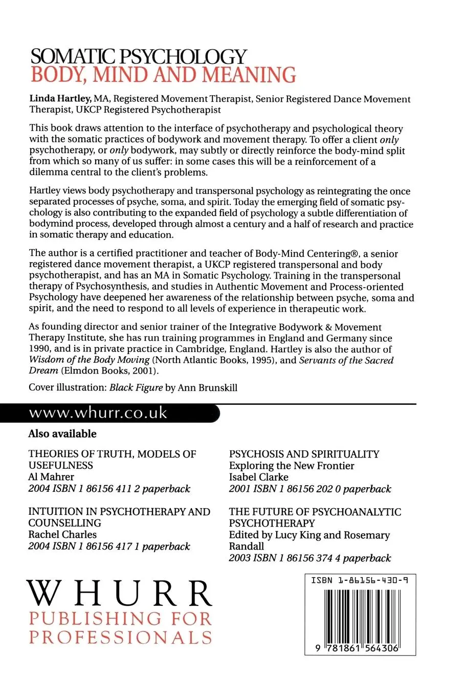 Rückseite: 9781861564306 | Somatic Psychology | Body, Mind and Meaning | Linda Hartley | Buch