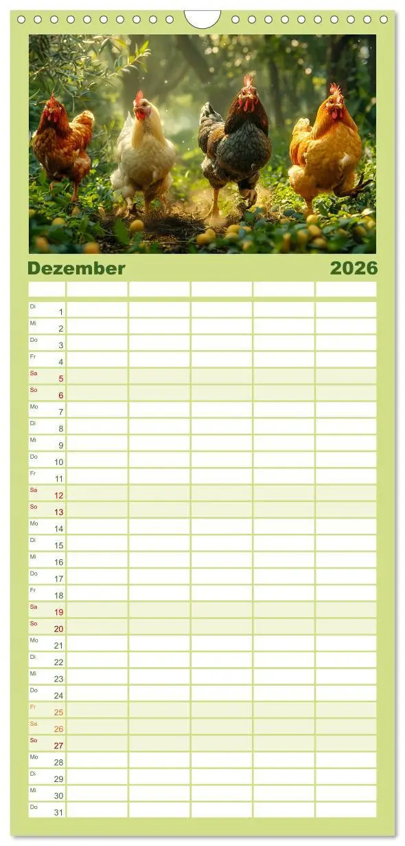 Bild: 9783516604306 | Familienplaner 2026 - Hühner Federvieh mit 5 Spalten (Wandkalender,...