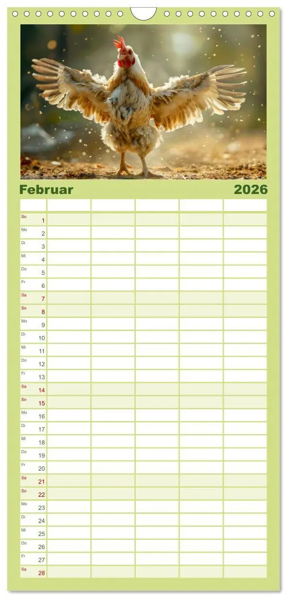 Bild: 9783516604306 | Familienplaner 2026 - Hühner Federvieh mit 5 Spalten (Wandkalender,...