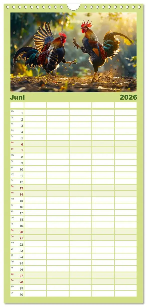 Bild: 9783516604306 | Familienplaner 2026 - Hühner Federvieh mit 5 Spalten (Wandkalender,...