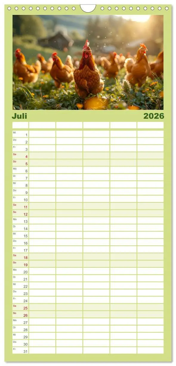 Bild: 9783516604306 | Familienplaner 2026 - Hühner Federvieh mit 5 Spalten (Wandkalender,...