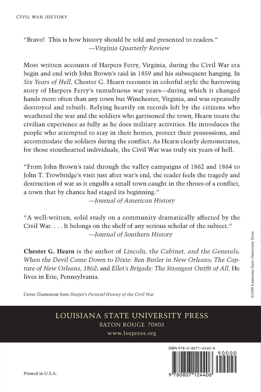 Rückseite: 9780807124406 | Six Years of Hell | Harpers Ferry During the Civil War | Hearn | Buch