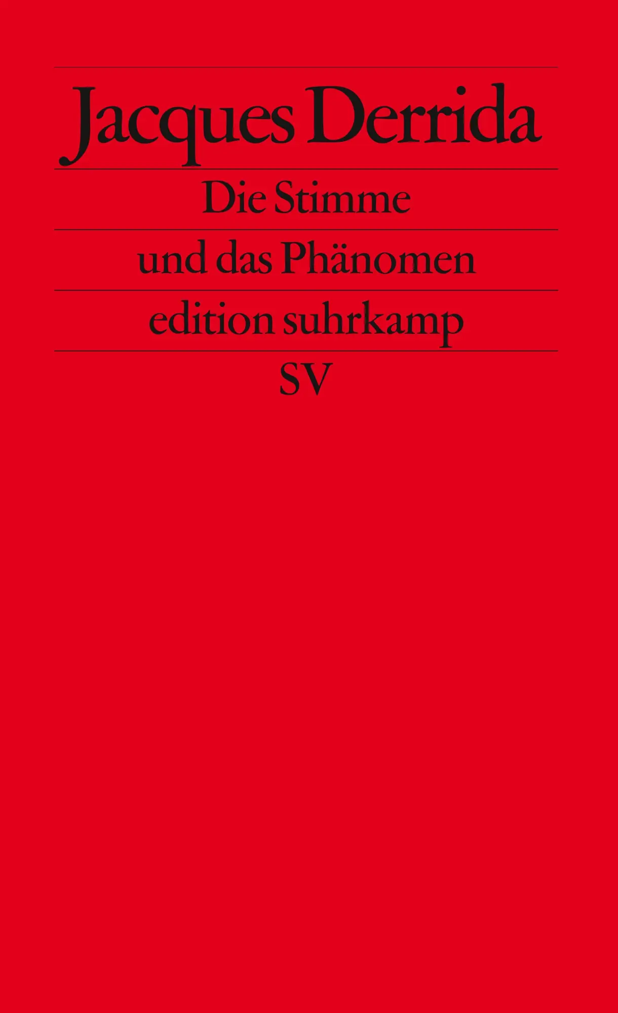 Cover: 9783518124406 | Die Stimme und das Phänomen | Jacques Derrida | Taschenbuch | 140 S.