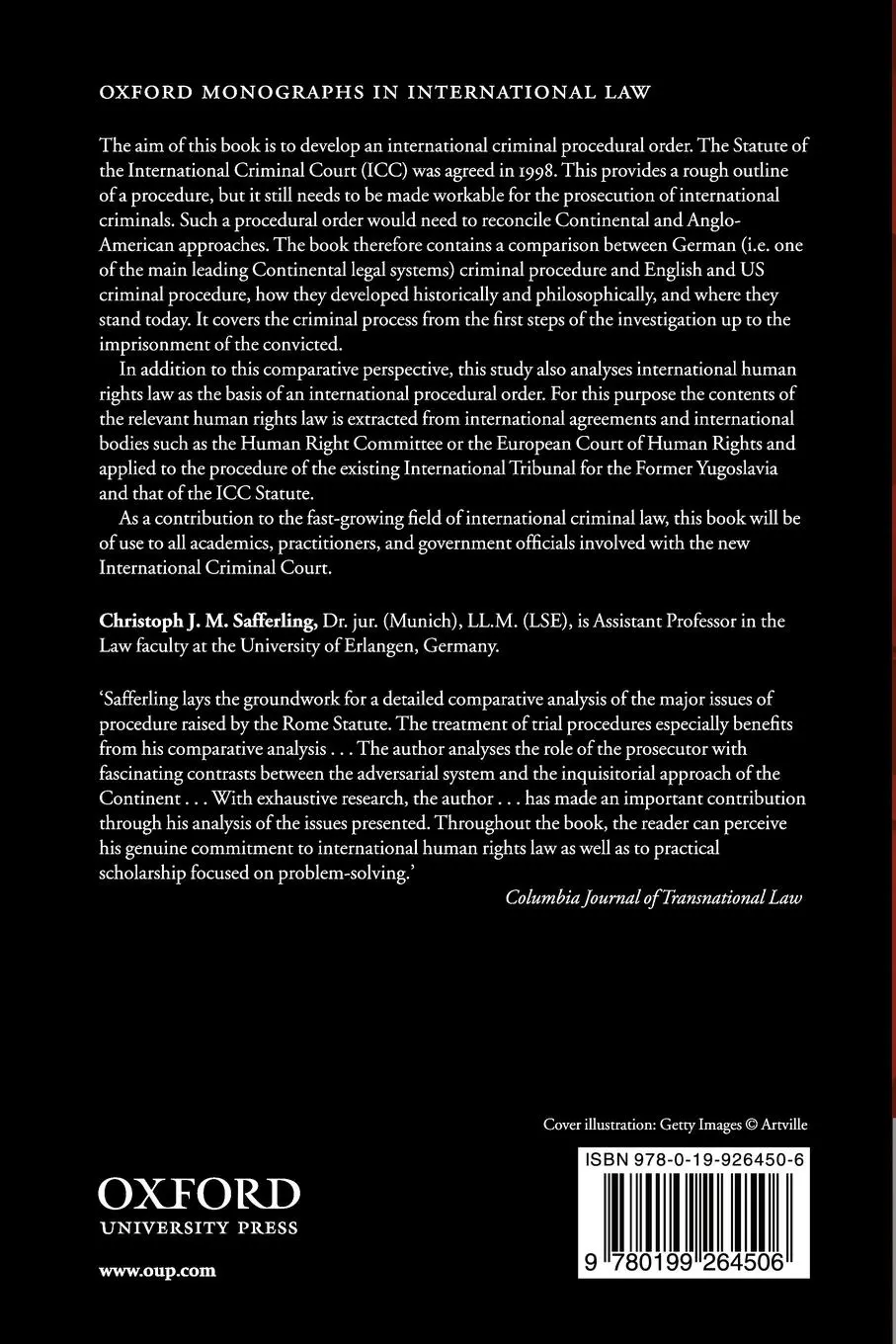 Rückseite: 9780199264506 | Towards an International Criminal Procedure | Christoph Safferling