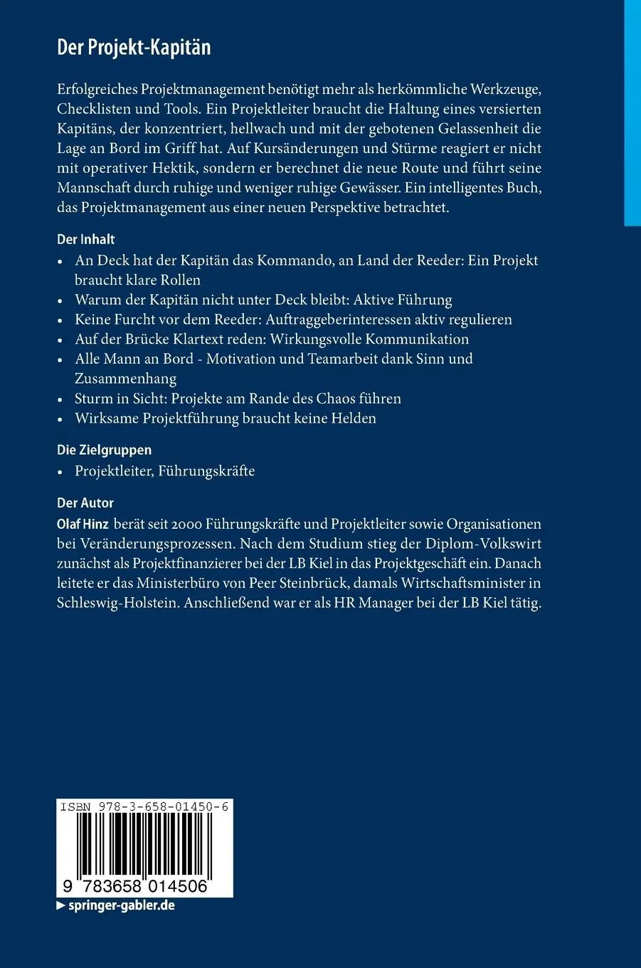 Rückseite: 9783658014506 | Der Projekt-Kapitän | Olaf Hinz | Buch | HC runder Rücken kaschiert