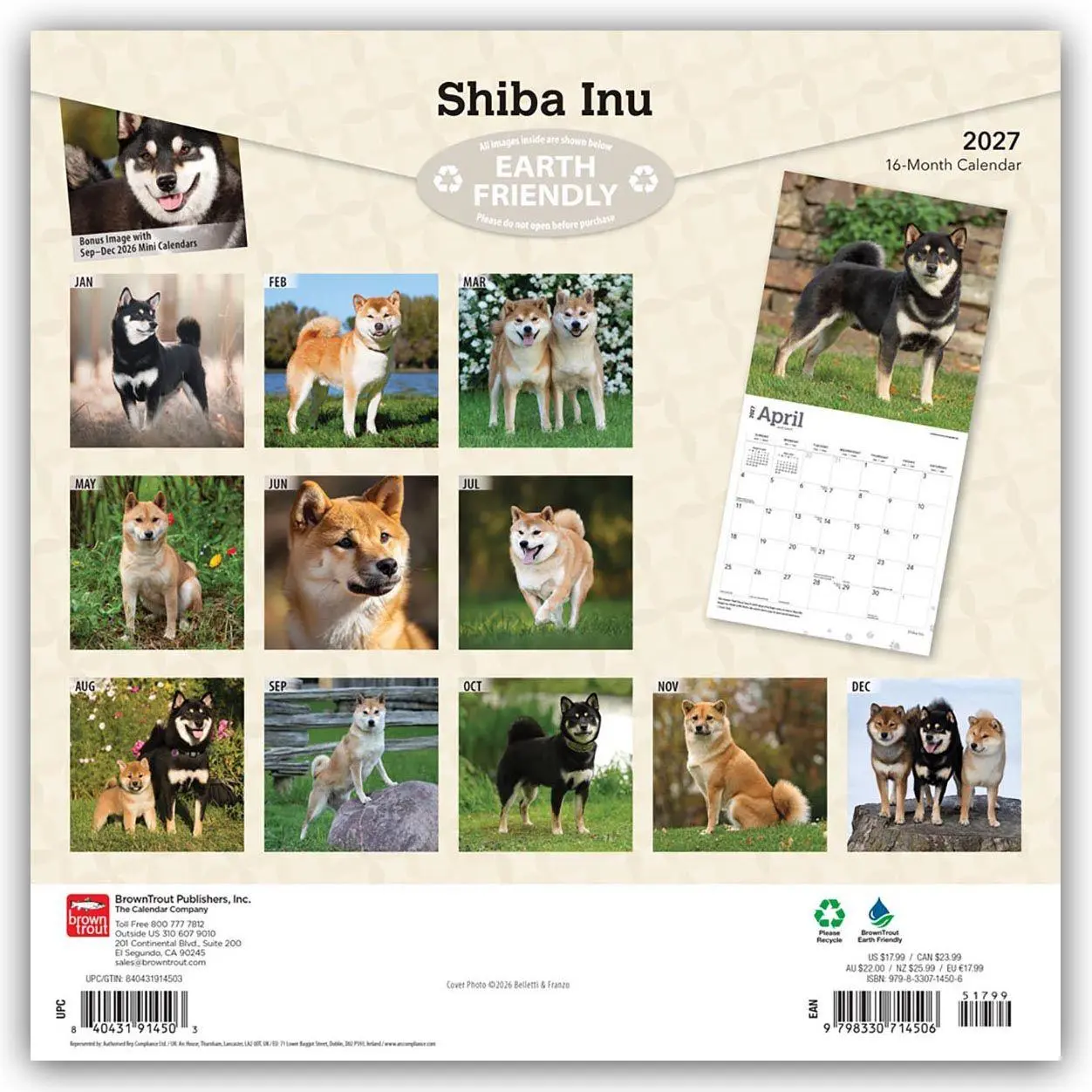 Rückseite: 9798330714506 | Shiba Inu - Shiba 2027 - 16-Monatskalender | Browntrout Publishers