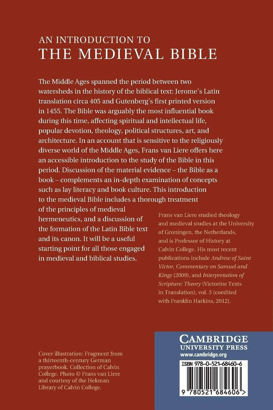 Rückseite: 9780521684606 | An Introduction to the Medieval Bible | Frans van Liere | Taschenbuch