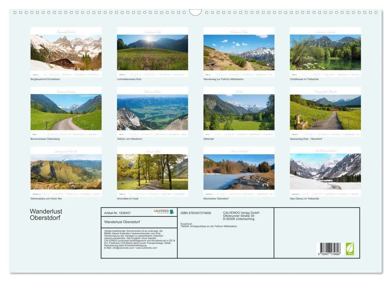 Bild: 9783457274606 | Wanderlust Oberstdorf (Wandkalender 2026 DIN A2 quer), CALVENDO...