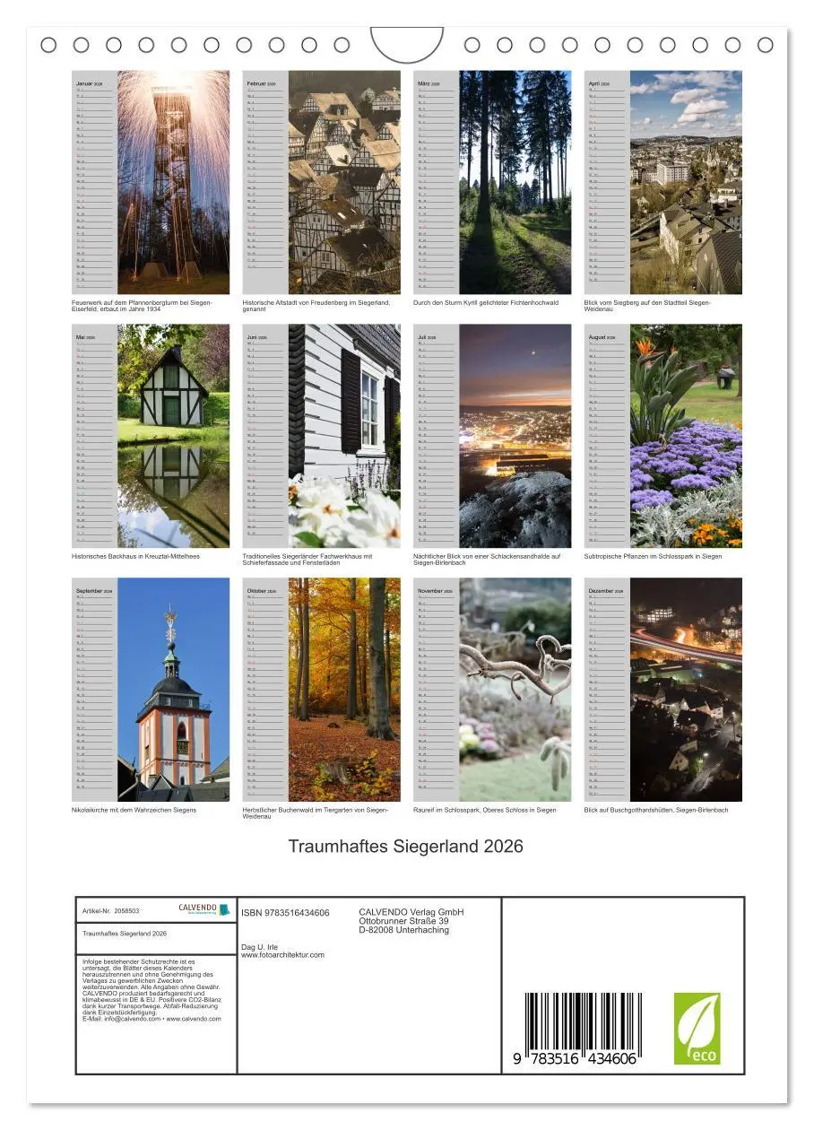 Bild: 9783516434606 | Traumhaftes Siegerland 2026 (Wandkalender 2026 DIN A4 hoch),...