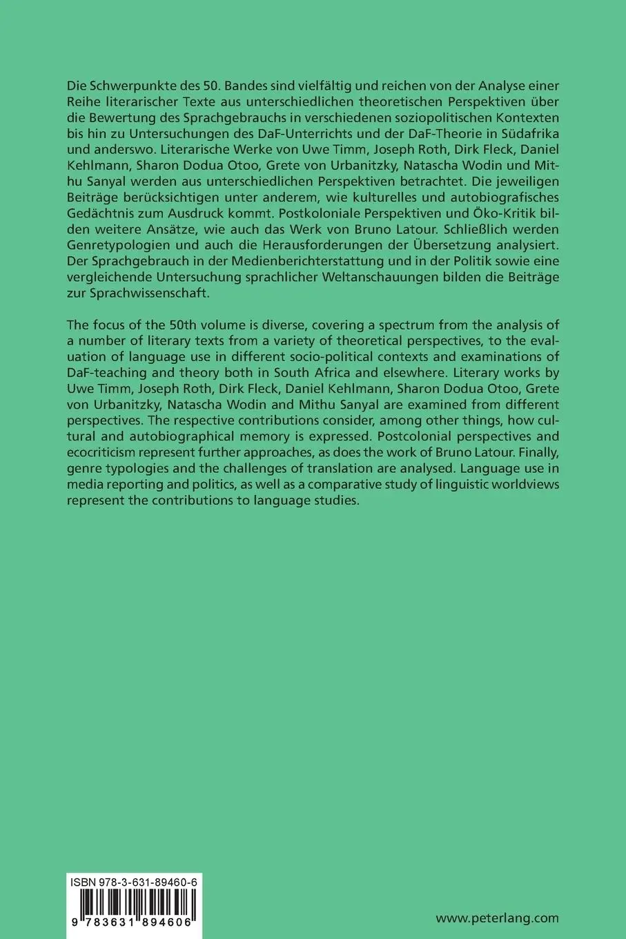 Rückseite: 9783631894606 | Acta Germanica | German Studies in Africa | Cilliers van den Berg